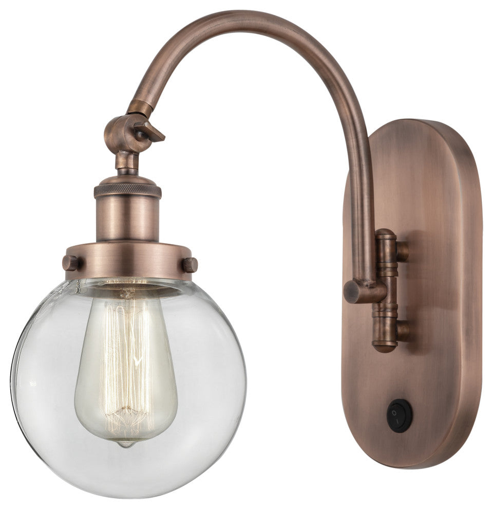 Innovations 918-1W-AC-G202-6 1-Light Sconce, Antique Copper