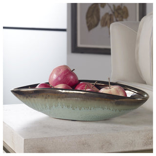 Uttermost 17855 Iroquois 15-3/4"W Earthenware Decorative Bowl - Mint Green /