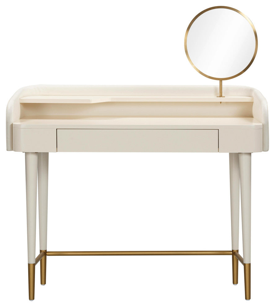 Penelope Cream Vegan Leather Wrapped Vanity Desk - Cream