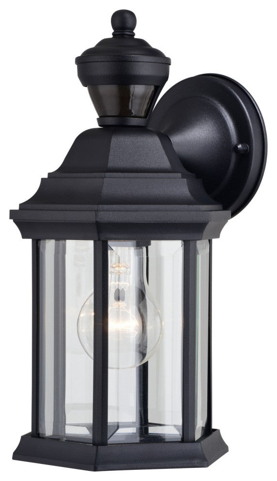 Auburn One Light Outdoor Motion Sensor Wall Light in Textured Black