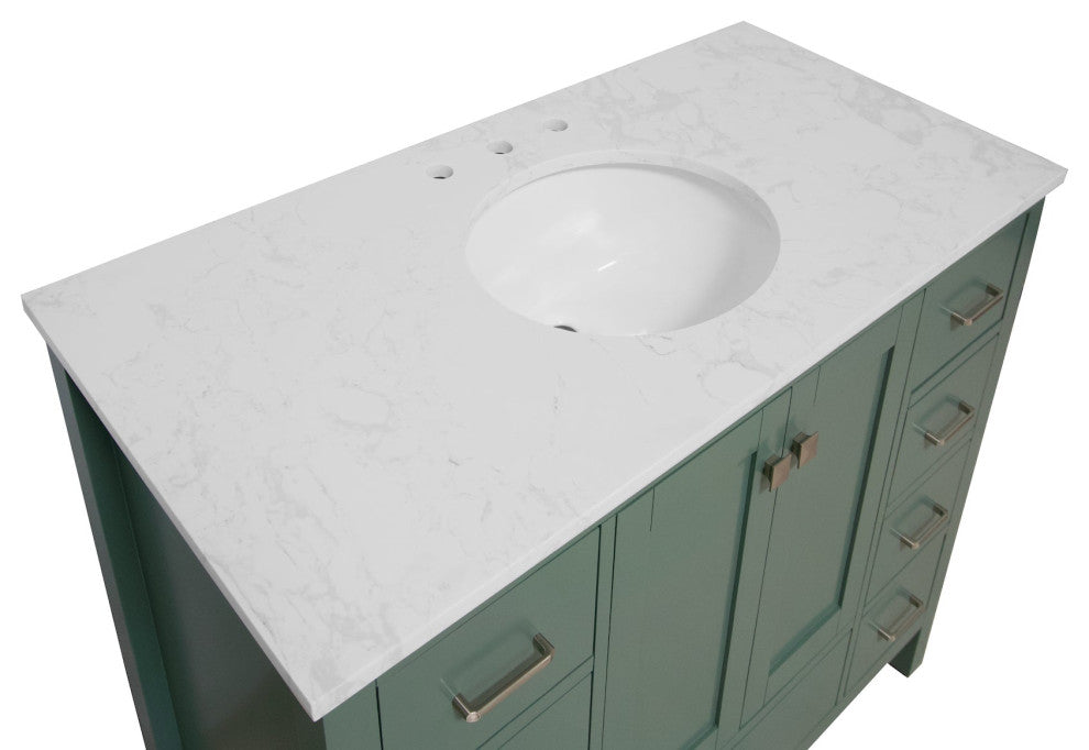 Kitchen Bath Collection Horizon 48" Bathroom Vanity, Sage Green, Engineered Carrara