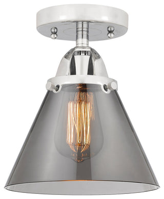 Large Cone Semi-Flush Mount, Polished Chrome, Plated Smoke, Plated Smoke