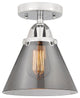 Large Cone Semi-Flush Mount, Polished Chrome, Plated Smoke, Plated Smoke