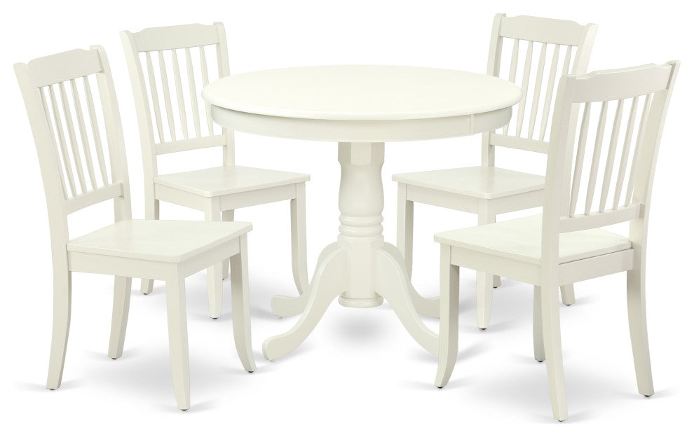 5-Piece Round 36" Table and 4 Vertical Slatted Chairs