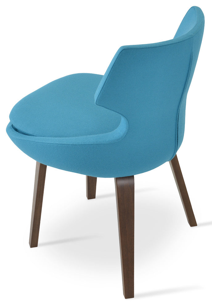 Patara Plywood Chair, American Walnut Base, Turquoise Camira Wool