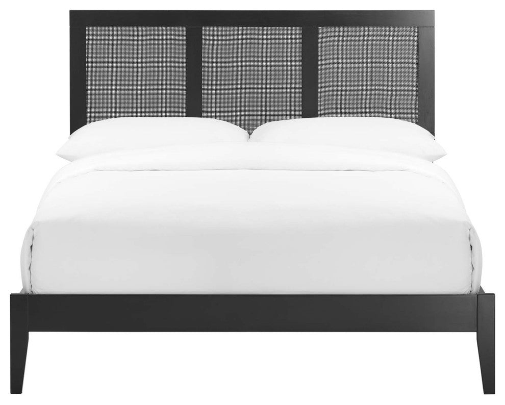 Sirocco Rattan and Wood Full Platform Bed, Black
