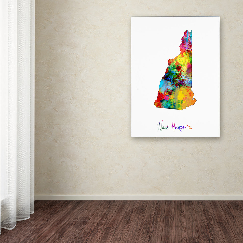 "New Hampshire Map" Canvas Art by Michael Tompsett