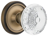 Classic Rosette Single Dummy Crystal Meadows Knob, Antique Brass, CLACME