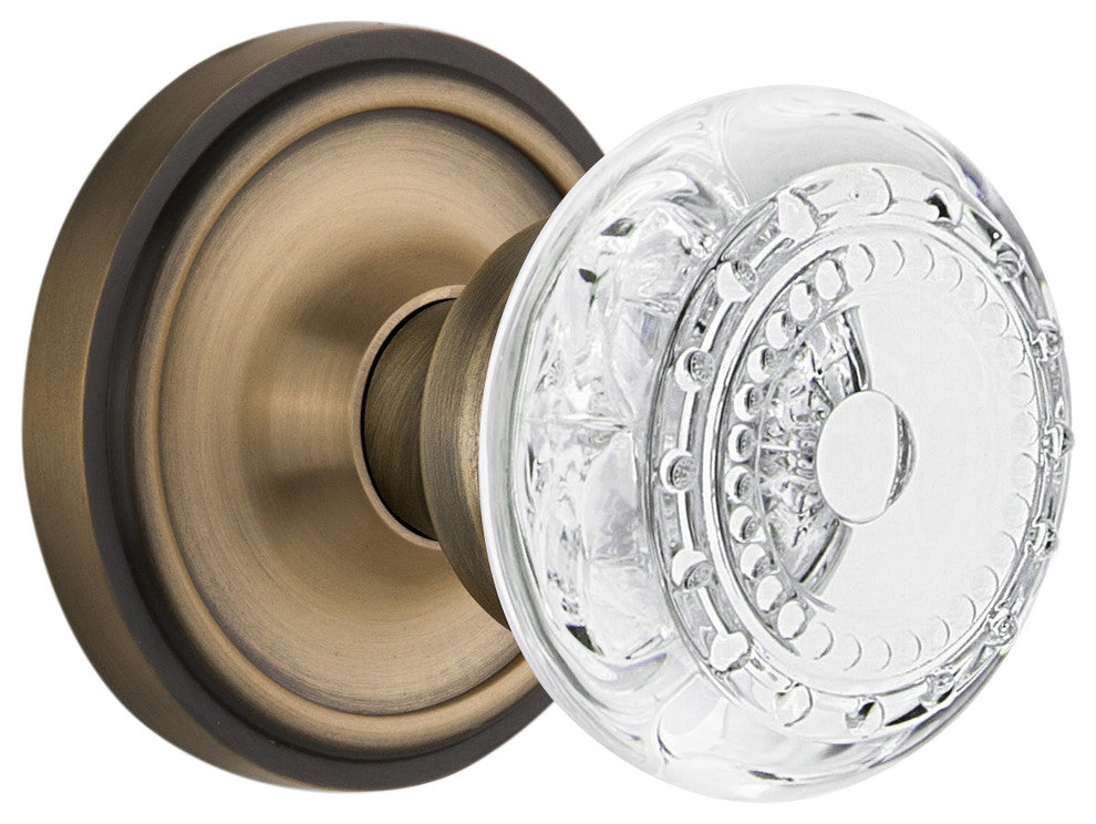 Classic Rosette Single Dummy Crystal Meadows Knob, Antique Brass, CLACME
