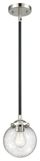 1-Light Beacon 6" Mini Pendant, Black Polished Nickel, Glass: Seedy