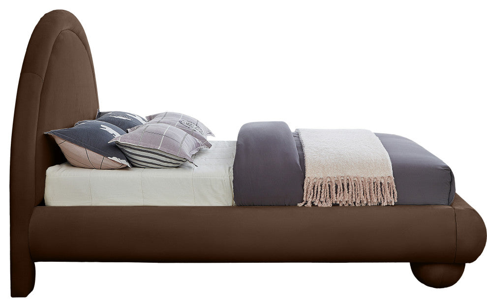 Madrid Upholstered Bed, Brown, Full, Velvet
