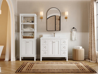 Nashville 42" Single Sink Bath Vanity, White 1.5" White Quartz