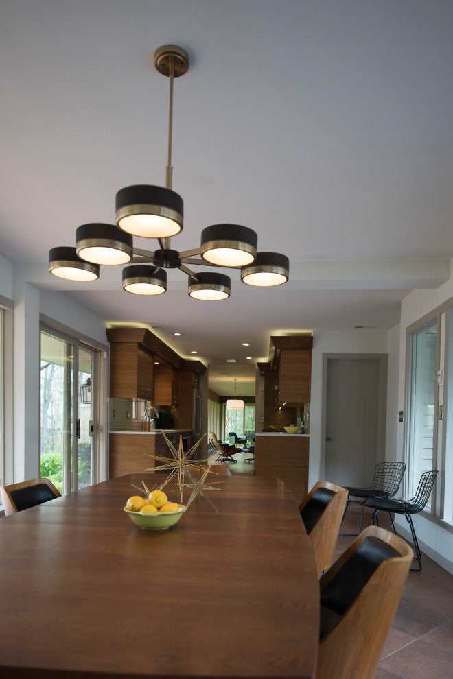 Madison 7L Chandelier Architectural Bronze and Natural Brass