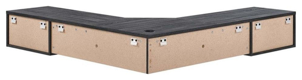 Modway Render Wall Mount Corner Modern Wood Office Desk in Charcoal