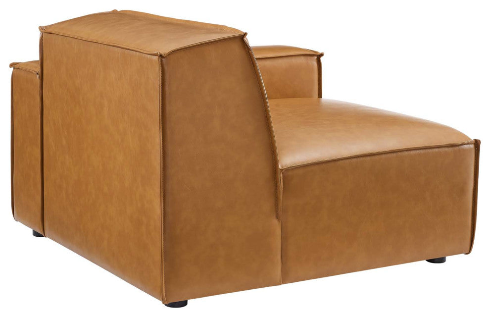 Sectional Sofa Set, Faux Vegan Leather, Tan, Modern, Living Lounge Hospitality