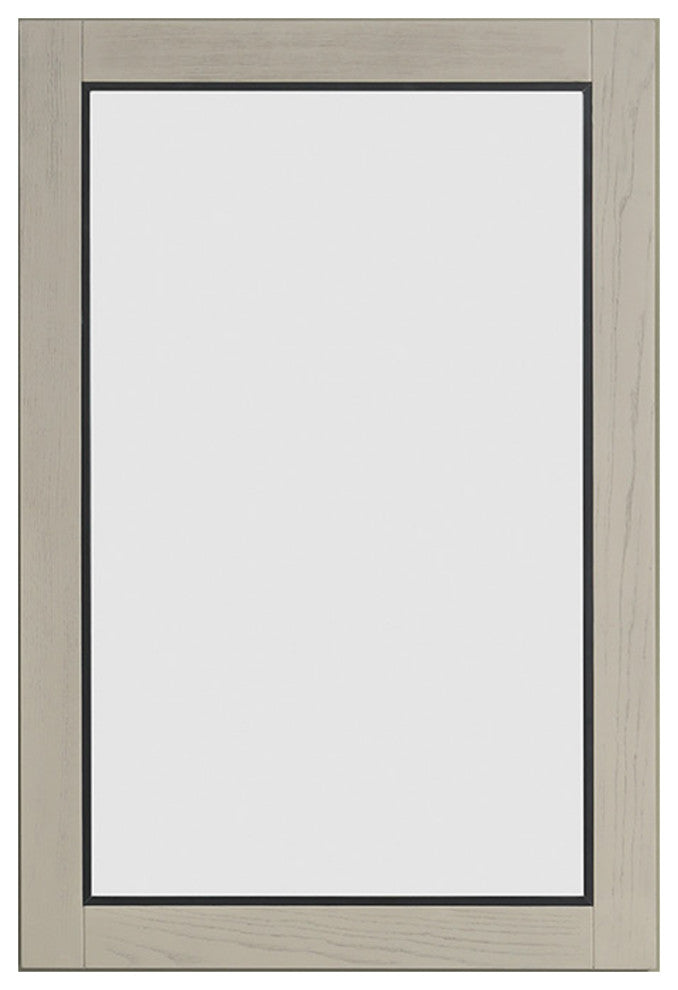 24"x36" Light Oak Mirror With Matte Black Metal Trim
