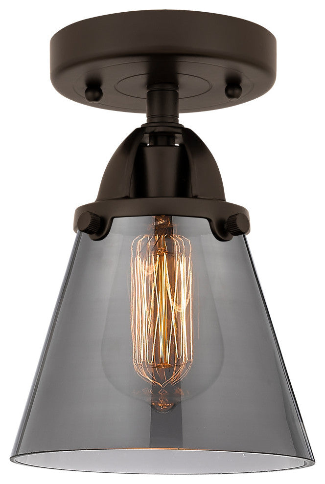 Small Cone Semi-Flush Mount, Oil Rubbed Bronze, Plated Smoke, Plated Smoke