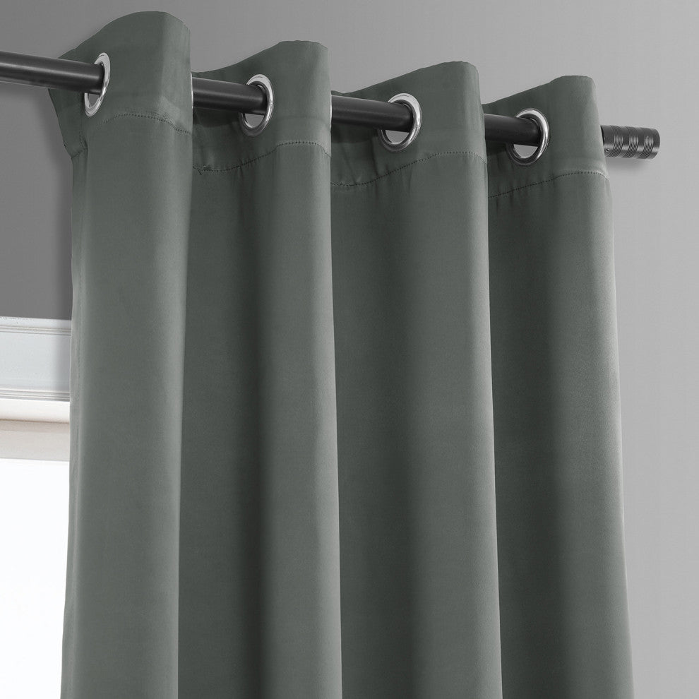 Neutral Grommet Gray Room Darkening Curtain, Set of 2, 50"x63"