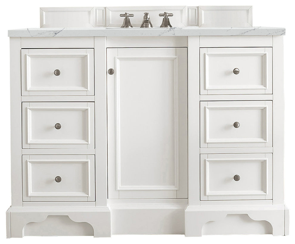 James Martin 825-V48-BW-3ENC 48" Single Vanity Bright White w/ 3 CM Quartz Top