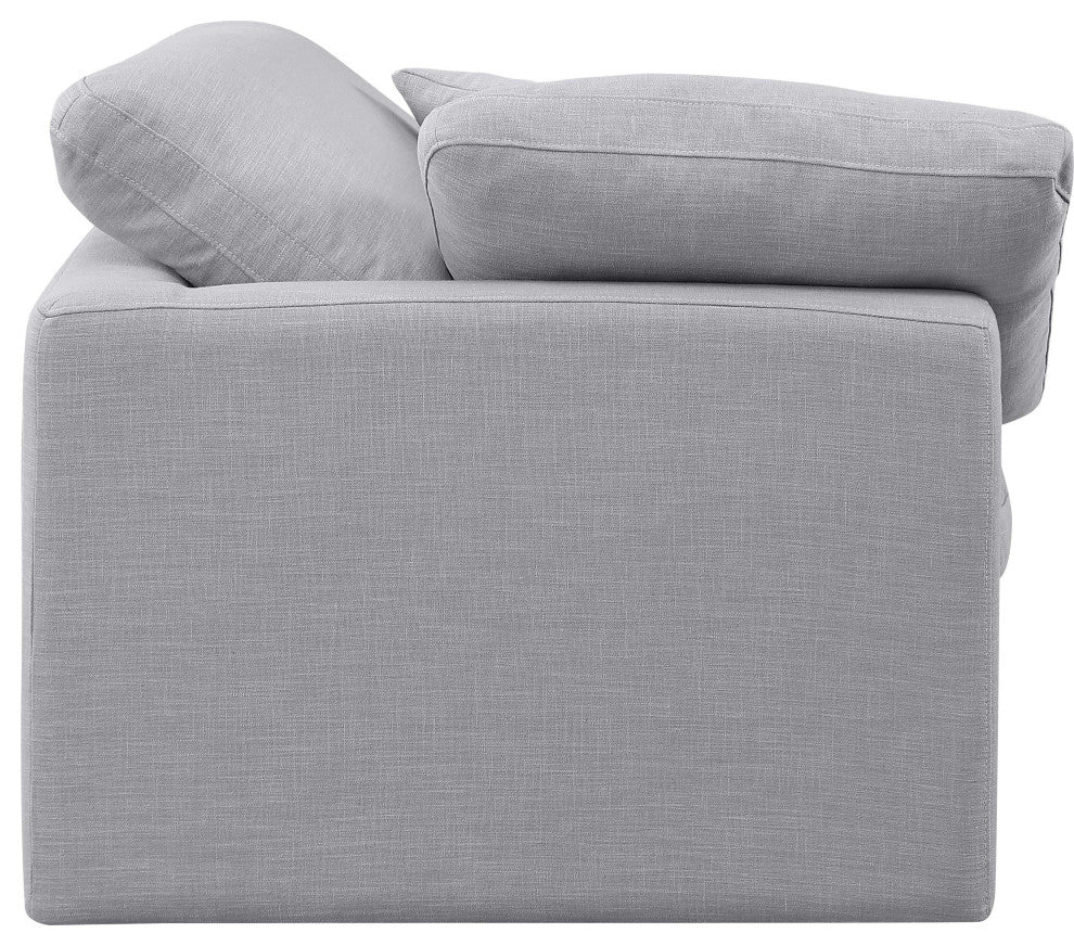 Indulge Upholstered Modular Chair, Grey, Down Stuffed Linen Textured Fabric, Corner Chair