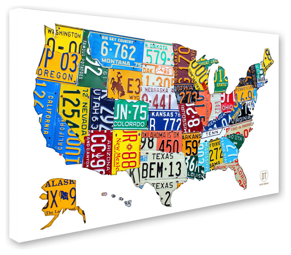 "License Plate Map USA 2" Canvas Art by Design Turnpike