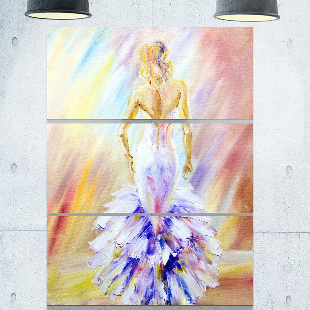 "Woman at the Ball" Glossy Metal Wall Art, 3 Panels, 28"x36"