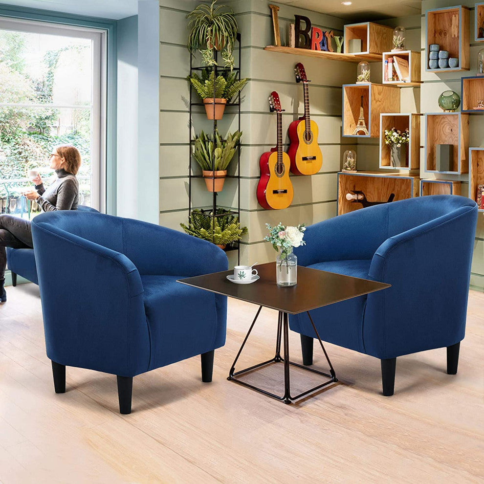 Modern Velvet Club Chair Accent Arm Chair Comfy Single Sofa