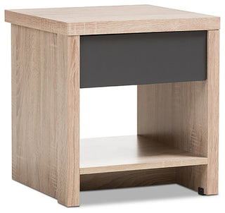 Contemporary Two-Tone Oak and Gray Nightstand