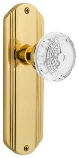 Deco Plate Passage Crystal Meadows Knob, Polished Brass, 2.375"