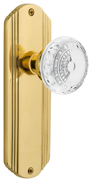 Deco Plate Passage Crystal Meadows Knob, Polished Brass, 2.375"
