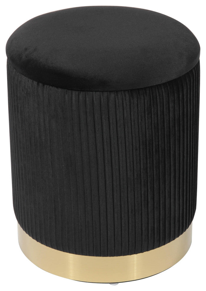 Zoe Black Velvet Storage Ottoman