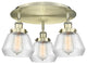 Fulton-3 Light 18" Flush Mount-Antique Brass, Clear Glass Shade