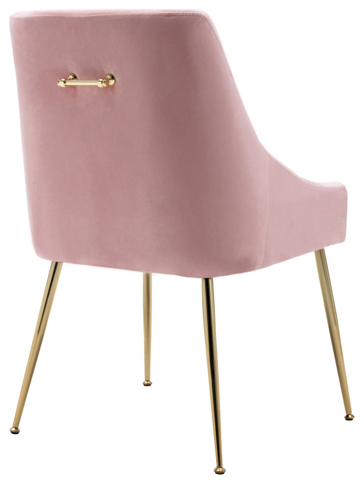 WestinTrends Upholstered Velvet Glam Accent Chair w/ Gold Metal Legs, Pink