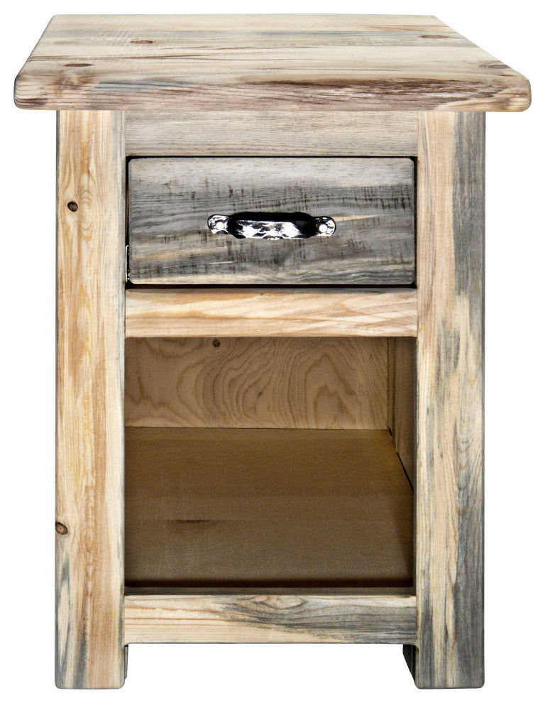 Big Sky Collection Rugged Sawn One Drawer Nightstand, Natural, 25"H
