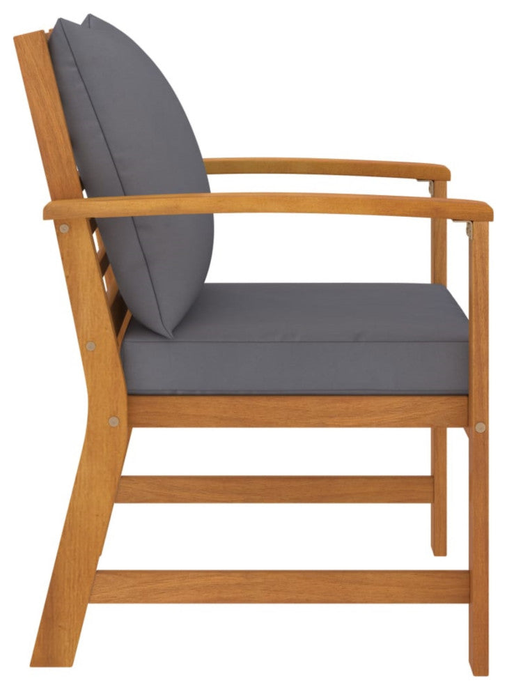 Vidaxl Garden Chairs 2-Piece Set With Dark Gray Cushion Solid Acacia Wood