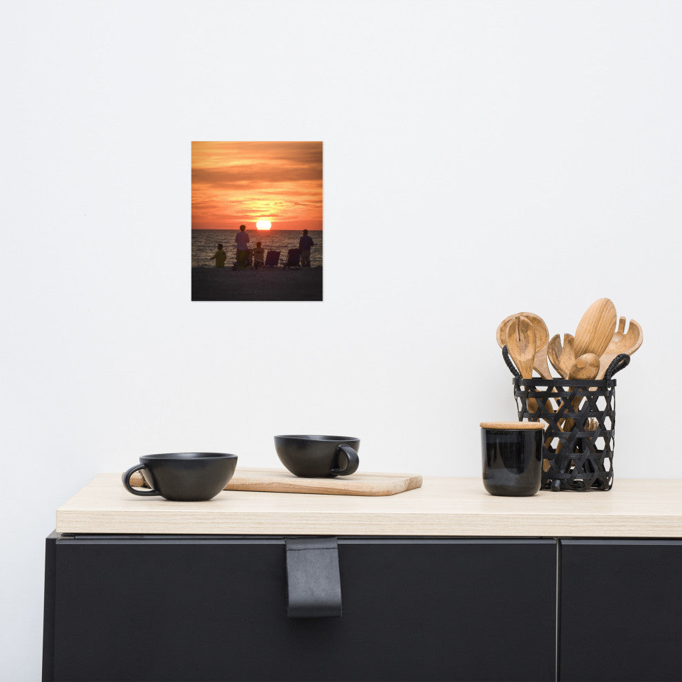Summer Spectators Coastal Sunset Landscape Photo Wall Art Print - Decor, 8" X 10"