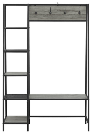 68" Rustic Wood Hall Tree - Slate Grey