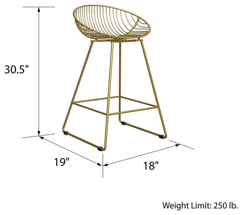 Classic Style Counter Bar Stool, Brass