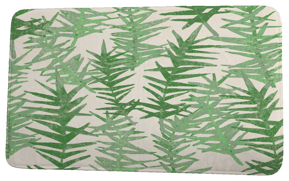 Cuban Flare Spikey Floral Print Bath Mat, Green, 21"x34"