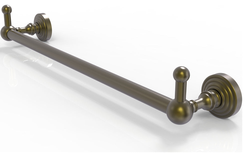 Waverly Place 36" Towel Bar and Integrated Hooks, Antique Brass