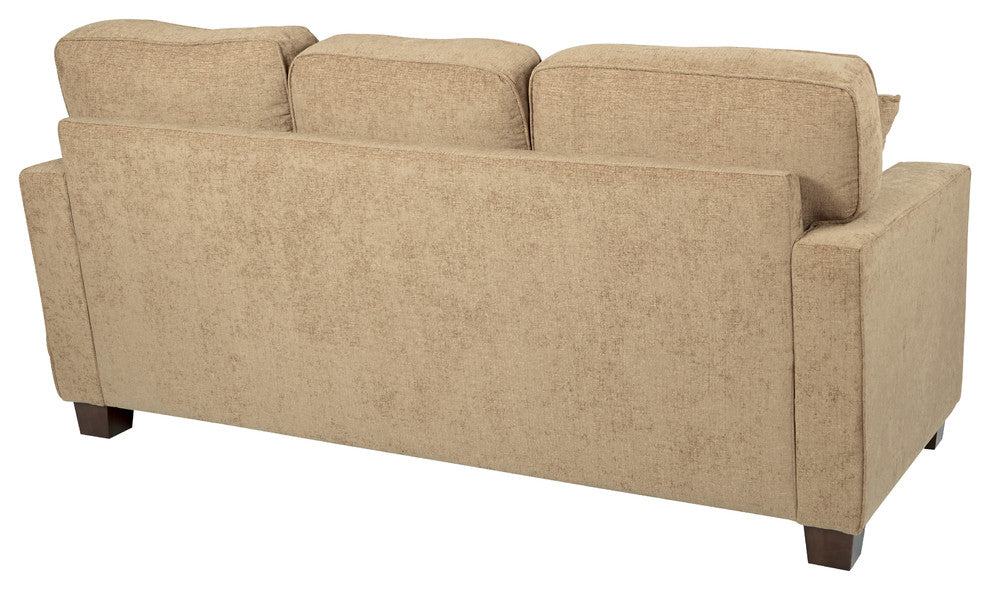 Russell Sectional, Earth fabric With 2 Pillows and Coffeeed Legs