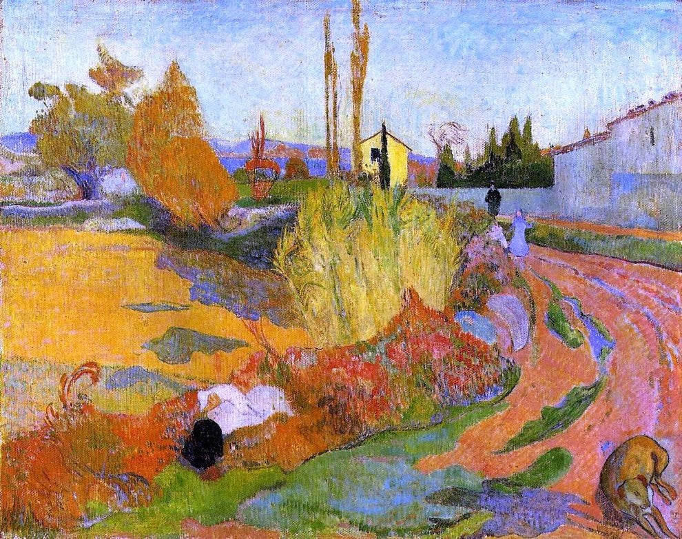 Paul Gauguin A Landscape- Farmhouse in Arles, 20"x25" Wall Decal
