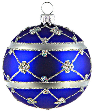 Blue Adorned Ball Ornament, Large