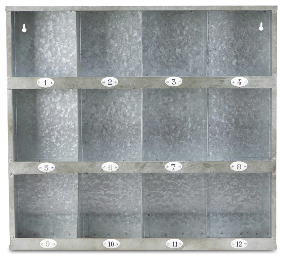 Nine Slot Galvanized Metal Open Wall Cabinet