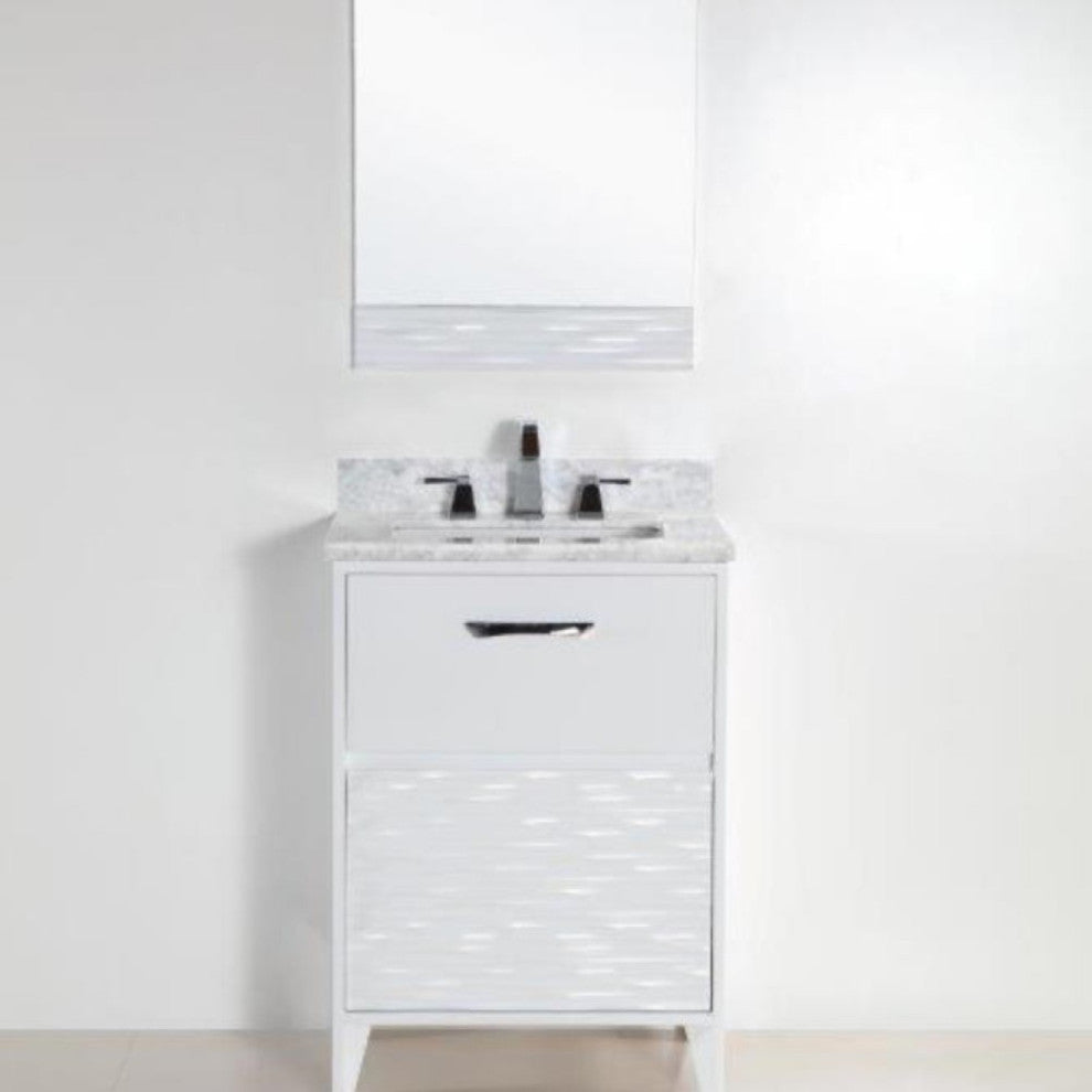Alda Single-Sink Vanity, White, 24", White With White Carrara Top