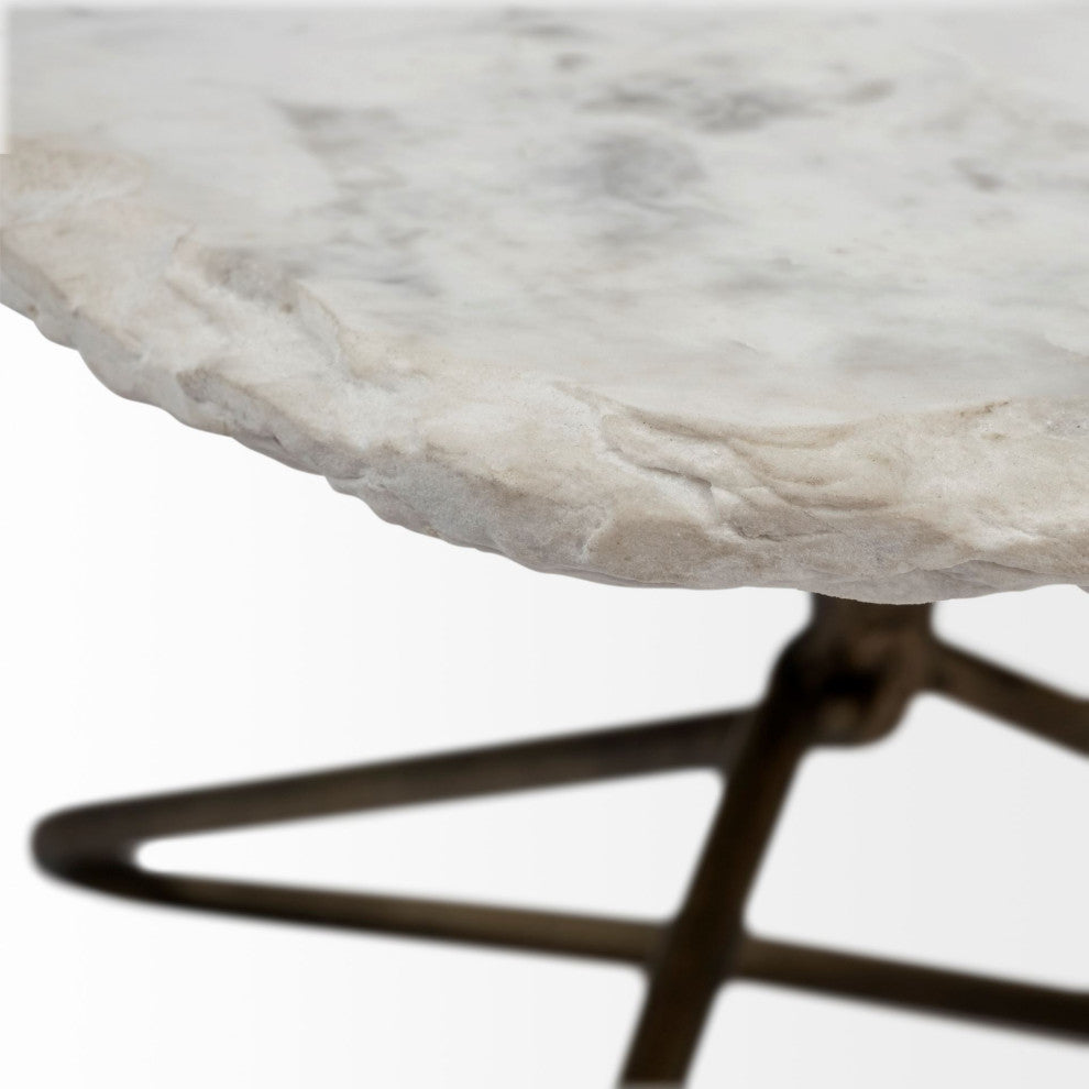 Pinera White Marble w/Antiqued Gold Metal Base Coffee Table