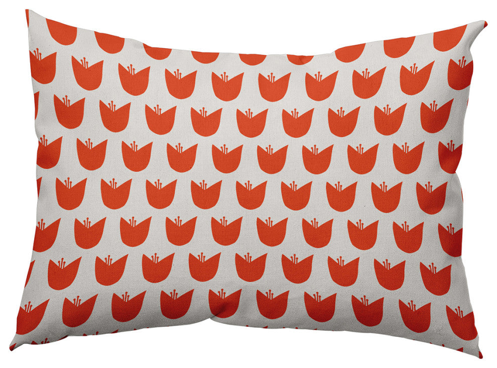 14" x 20" Simple Tulip Design Decorative Indoor Pillow, Bright Orange