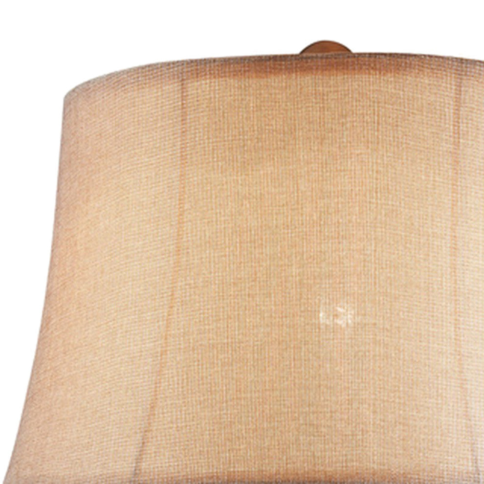 Benzara BM240299 Table Lamp With Filigree Accent Base and Fabric Shade, Brown