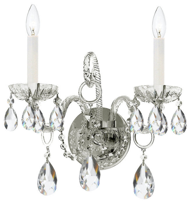 Crystorama 1122-CH-CL-SAQ, 2-Light Wall Mount, Polished Chrome