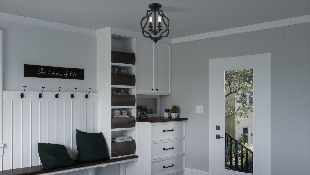 Quoizel OKF1715 O'Keefe 4 Light 15"W Semi-Flush Ceiling Fixture - Antique White